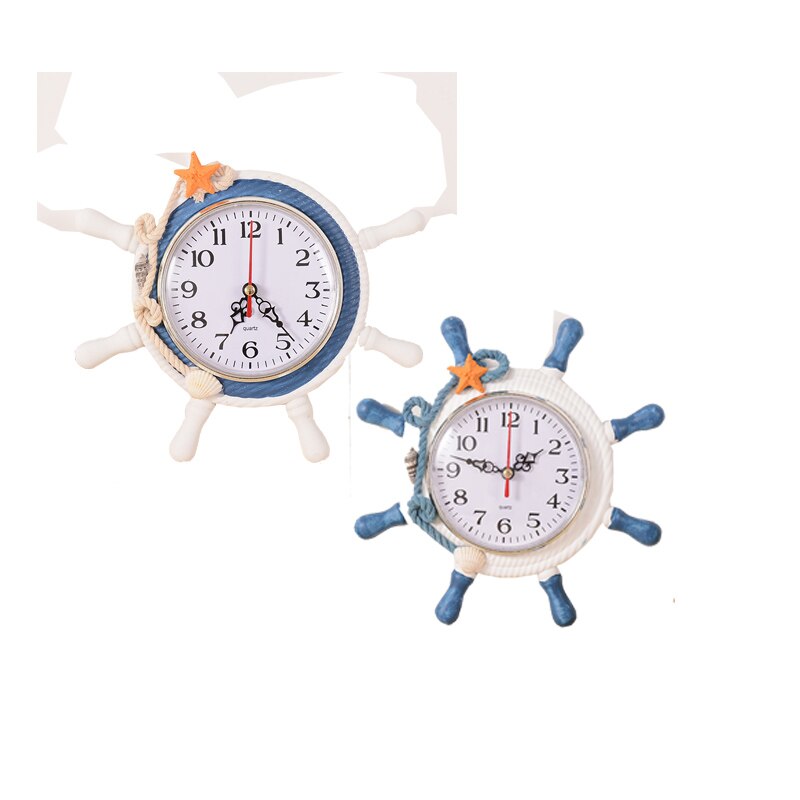 Wall Clock Casual Home decoration Mediterranean Sea Sailing Clock Needle Single Face Ship's Anchor Helmsman Household Supplies