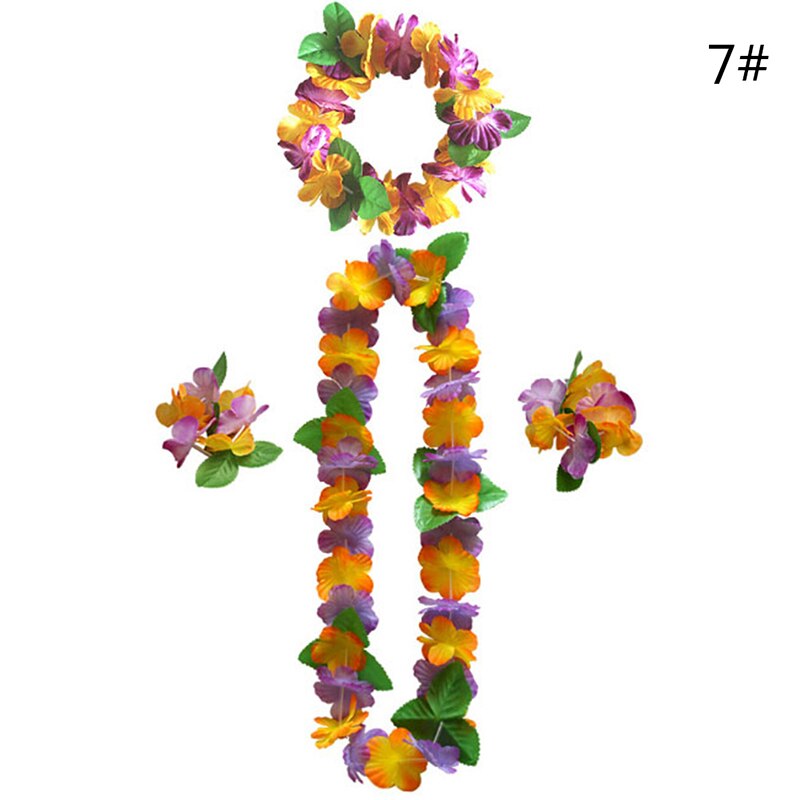 4 stk/sæt fancy kjole kunstig hawaiiansk blomst leis guirlande halskæde fest hawaii strand sjove blomster gør-det-selv fest dekoration: G
