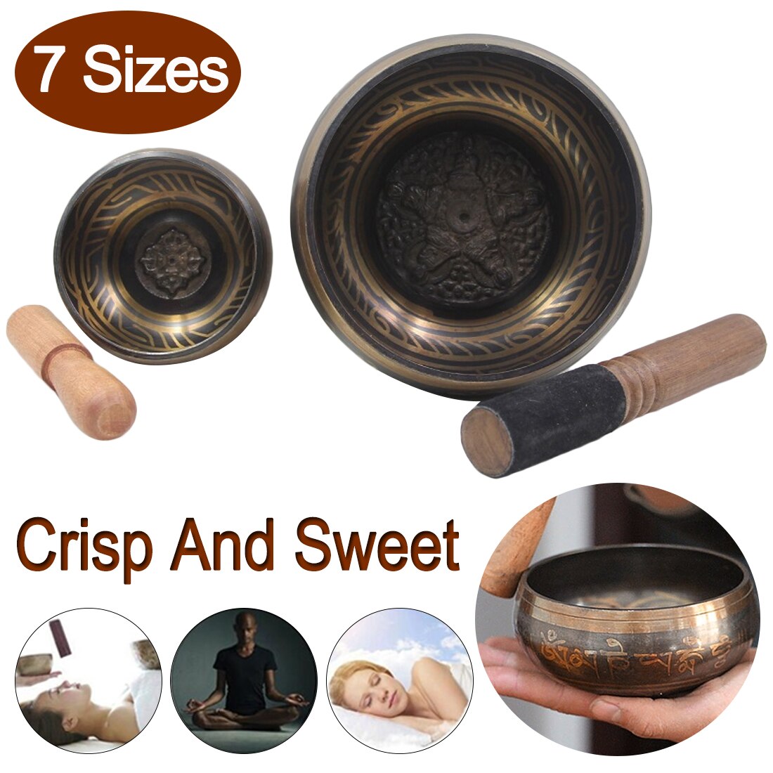 Cuenco Budista tibetano para cantar cuenco tibetano, juego de cuencos para meditación, tazón Budista para terapia de sonido, Mantra Mindfulness