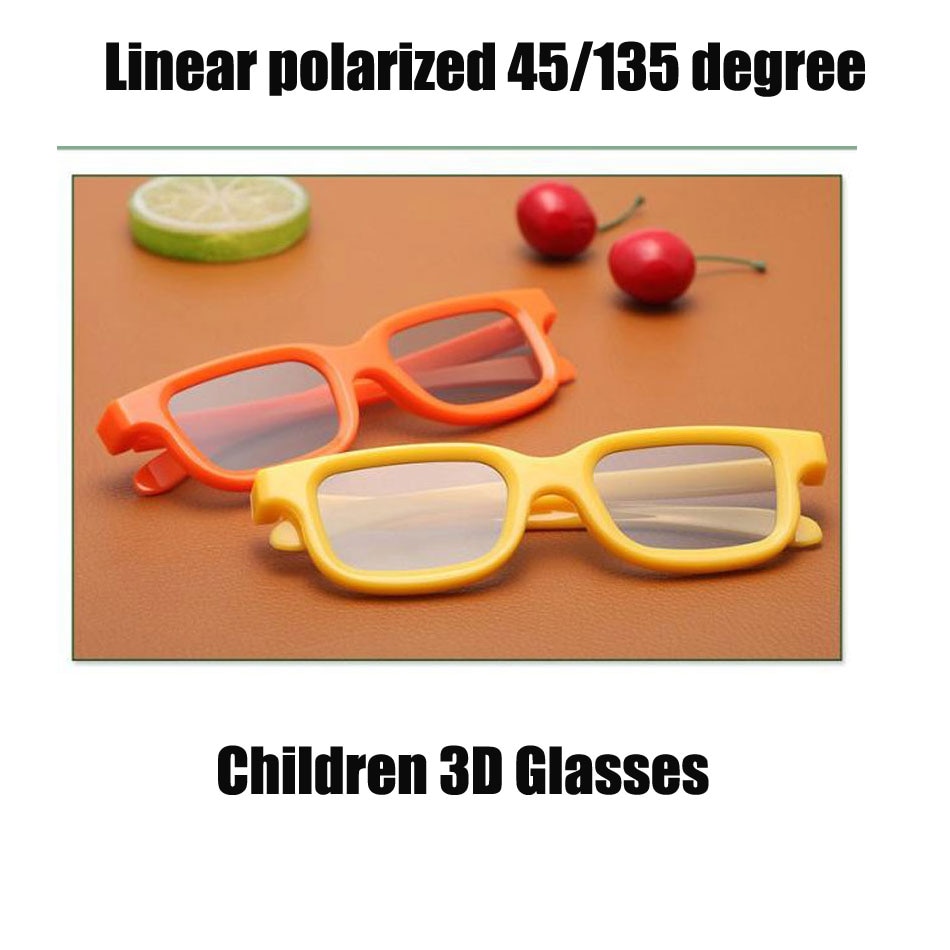 Hajtänder 50 st/lot gulorange barn 3d glas linjär polarisering 45/135 grader linjär polariserad 3d glas för barn