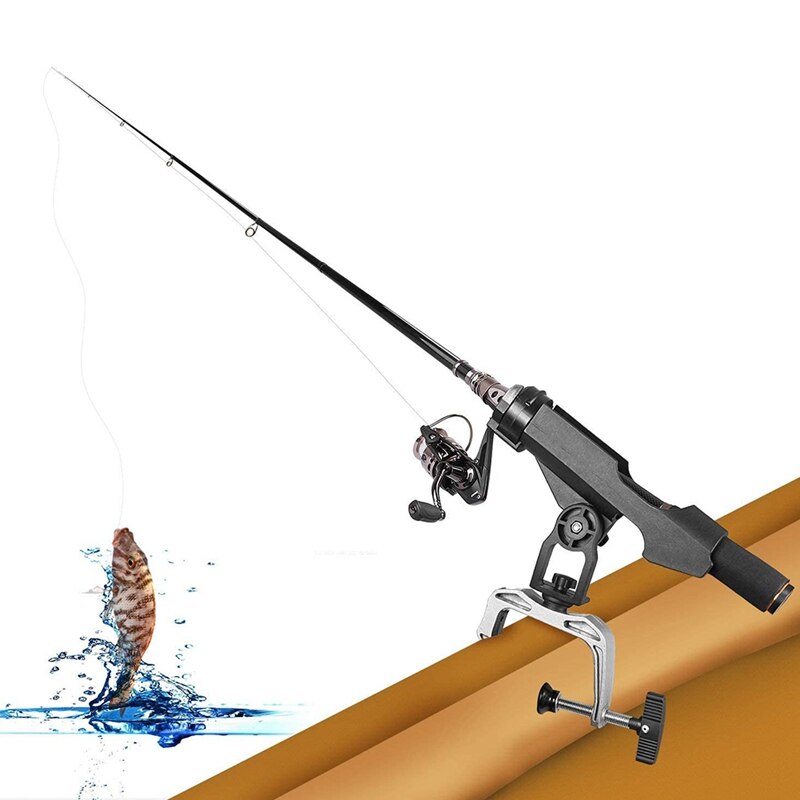 Fishing Boat Rod Holder with Large Clamp 360 Degree Opening Adjustable Fishing Rod Racks Folding Bracket