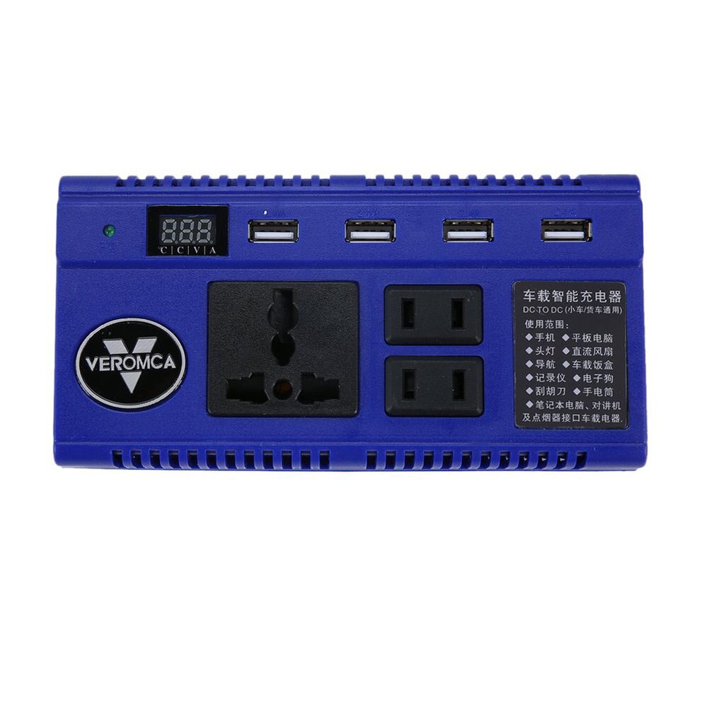 Portable Car Auto Power Inverter Converter 4 Port USB Charger Smart Power Strip Inverter with LED Display