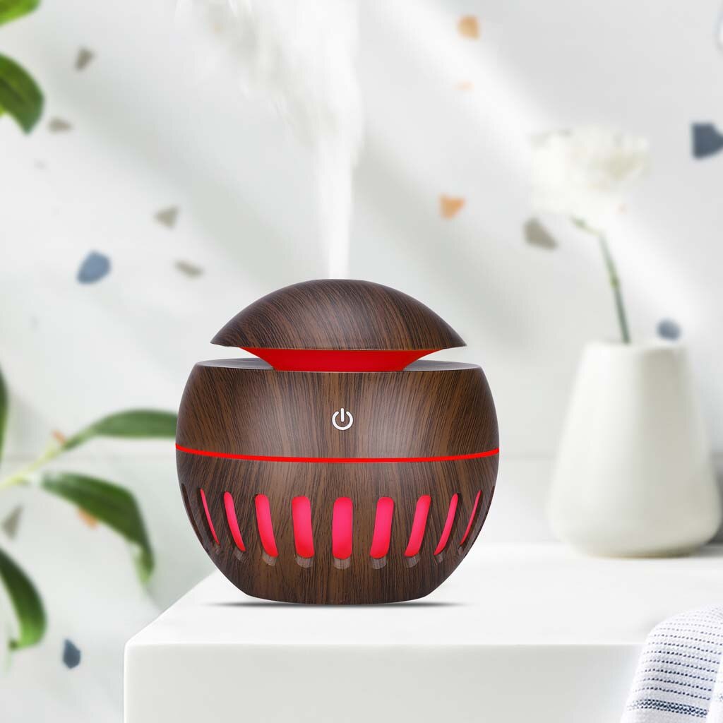 Electric Humidifier Essential Aroma Oil Diffuser Ultrasonic Wood Grain Air Humidifier USB Mini Mist Maker LED Light Humidifiers