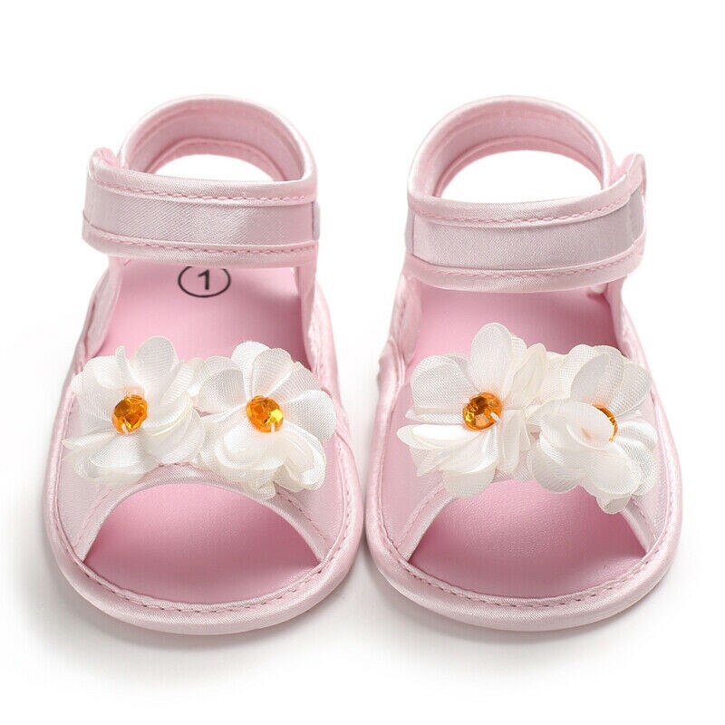 PUDCOCO Novos Infantil Meninas Da Criança Do Bebê Sandálias de Sola Macia Linda Princesa Flor Velcro Casuais Sapatos Tamancos 0-18 M: Rosa / 13