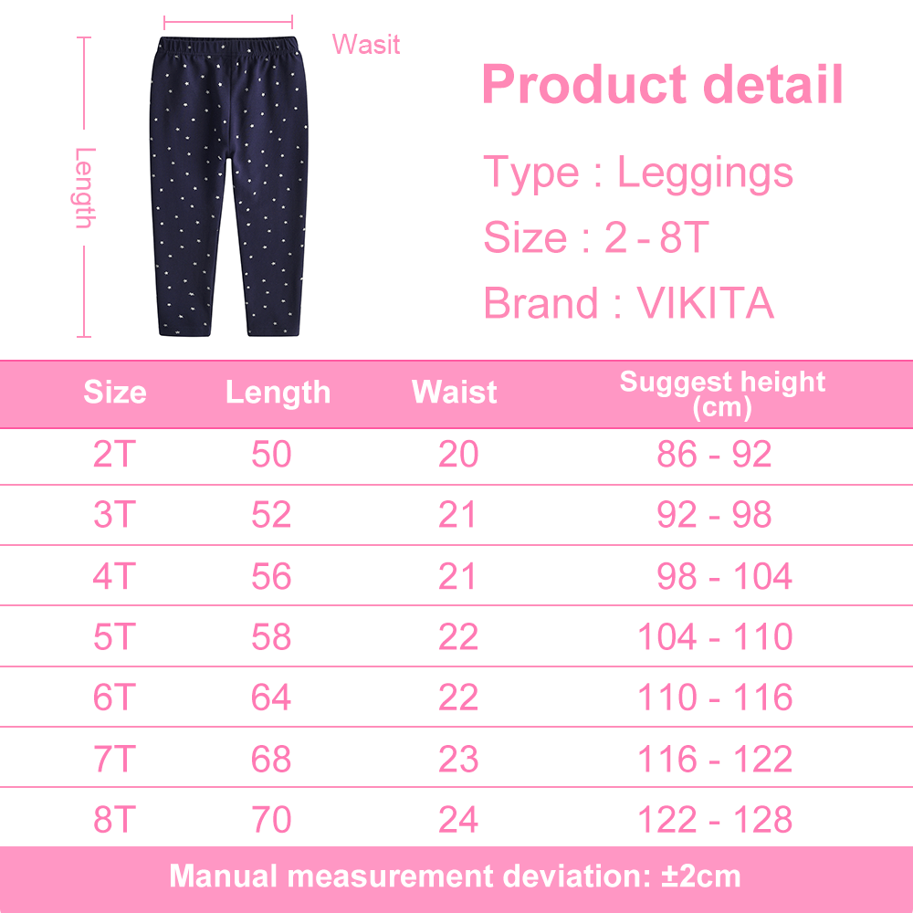 VIKITA Kids Leggings for Kids Rainbow Print Unicorn Pencil Pants Toddlers Skinny Trousers Teenage Girl Casual Pants 3 to 8 Years