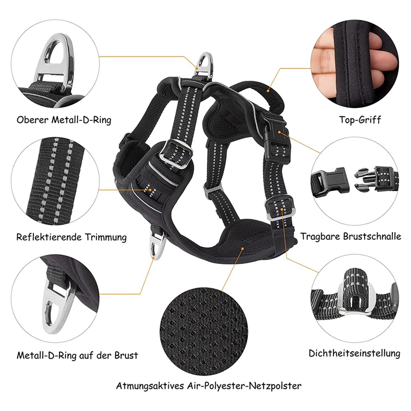 Dog Harness for Dogs Anti Pull Harness Pull Safety Harness Small Large Medium Dog Chest Harness Soft Padded (M)