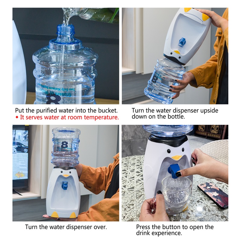 Queentime vanndispenser pingvin form mini drikke dispenser med vanntank til hjemmevann dispenser til skolekontor ingen varme