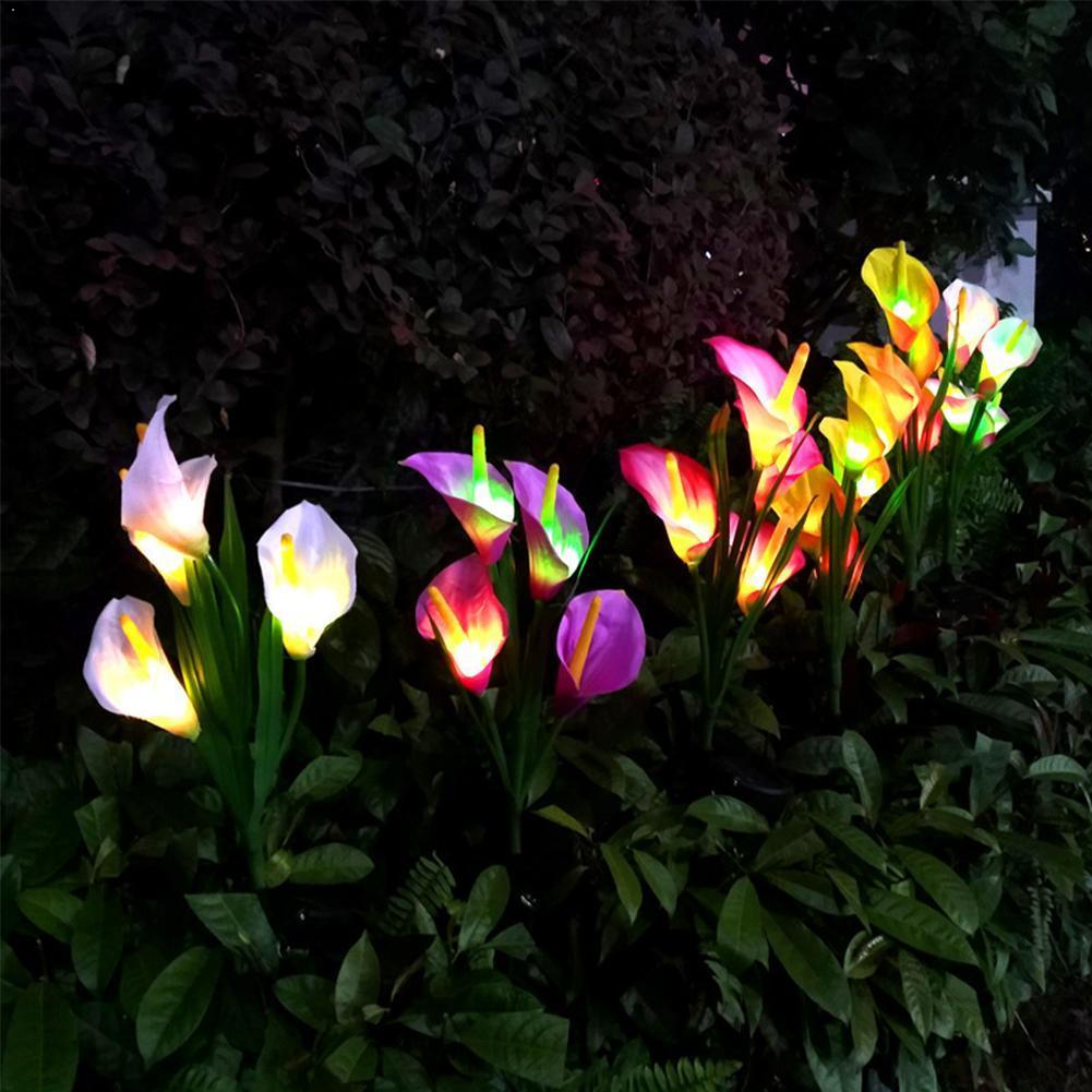 Solar Lily Flower Light Stake Solar Garden Lily Light Solar Flowers Light Decorative 1 with Backyard Flowers M3Q4