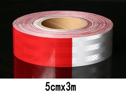 Car Reflective Strip Truck Trailer Reflective Tape Sticker Warning Strip Sign Night Driving Safety: 5cmx3m red white