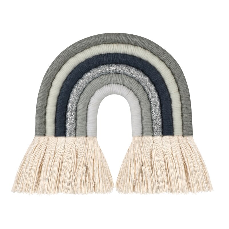 OOTDTY-adorno colgante de macramé de 5 líneas, cuerda tejida a mano, decoración de pared para habitación de bebé y niña, decoración de guardería para el hogar