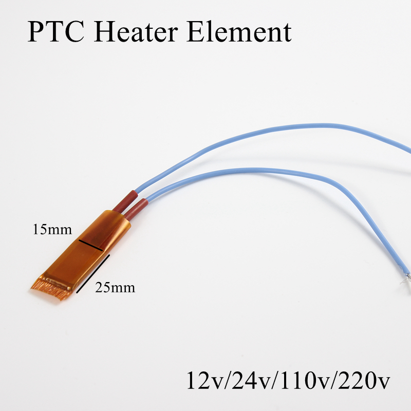 25 x 15mm 12v 24v 110v 220v ptc varmeelement konstant termostat isoleret termistor keramisk luftvarme chip rør film 25*15mm