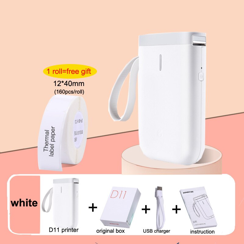 Niimbot D11 Wireless label printer Portable Pocket Label Printer Bluetooth Thermal Label Printer Fast Printing Home Use Office: white printer