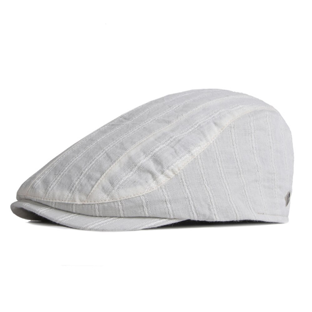 Chapeau plat blanc en coton pour hommes et femmes, béret irlandais, casquette de livreur, léger, unisexe, pilote, lierre, Boina d&#39;été: Creamy-white
