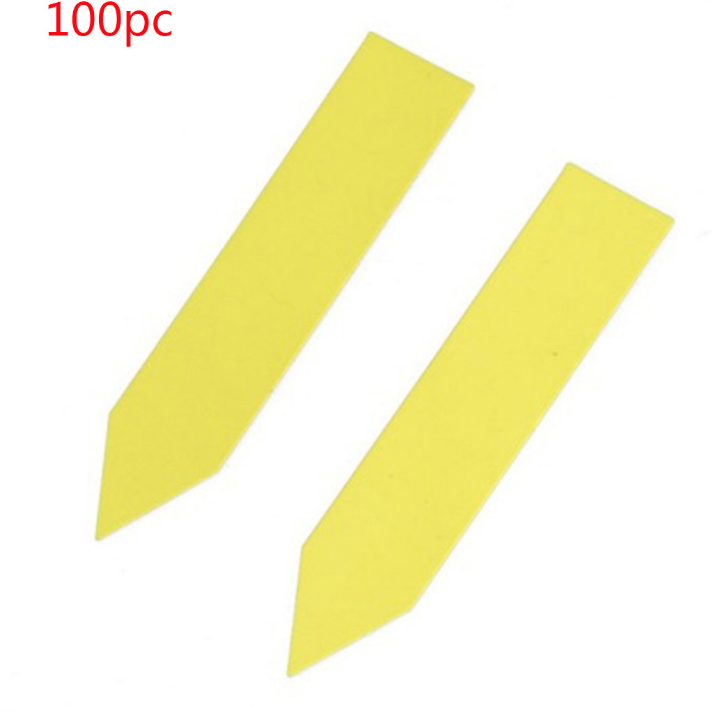 100 st trädgård grönsak markör plast växt utsäde etiketter pot markör plantskola trädgård stav taggar 5cm x1cm: Gul