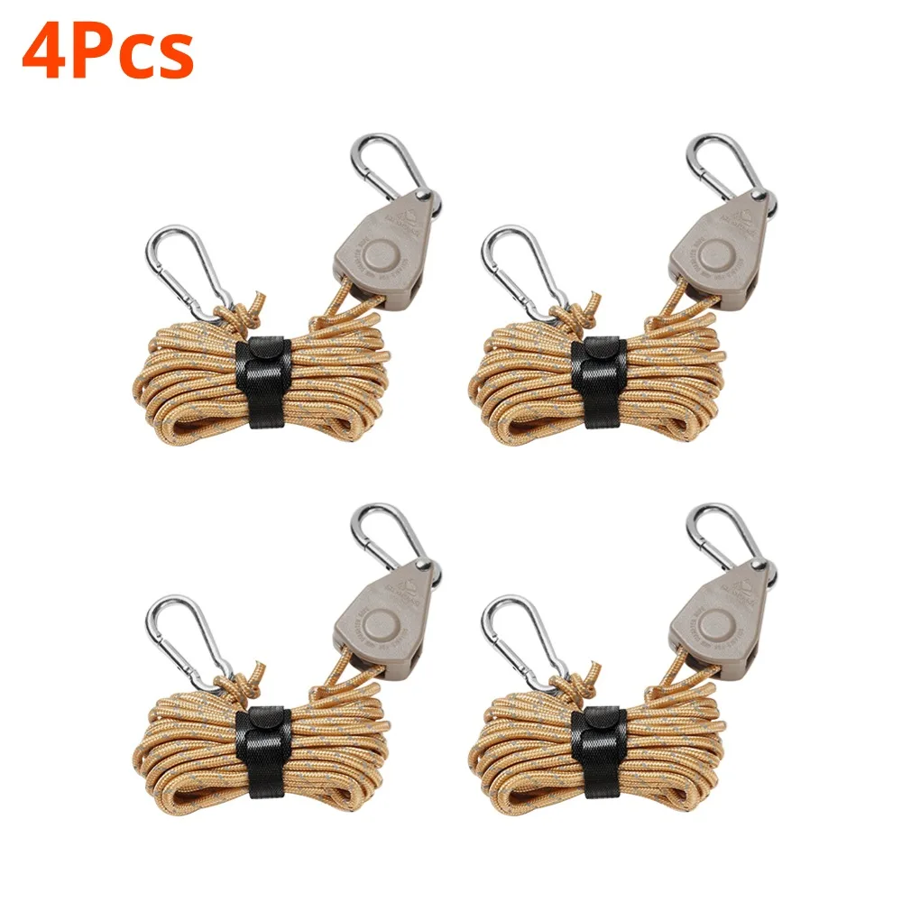 1-10 pz 4M 4MM tendicinghia da campeggio tendicinghia a cricchetto tenda da campeggio tenda da suola regolabile corda del vento gancio puleggia attrezzi da campeggio: Kaki scuro