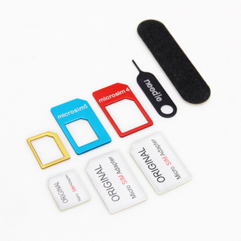 mobile phone tools 1 set 5 in 1 Nano Sim Card Adapters + Regular & Micro Sim + Standard SIM Card & Tools for iPhone 4 4s 5 5c 5s