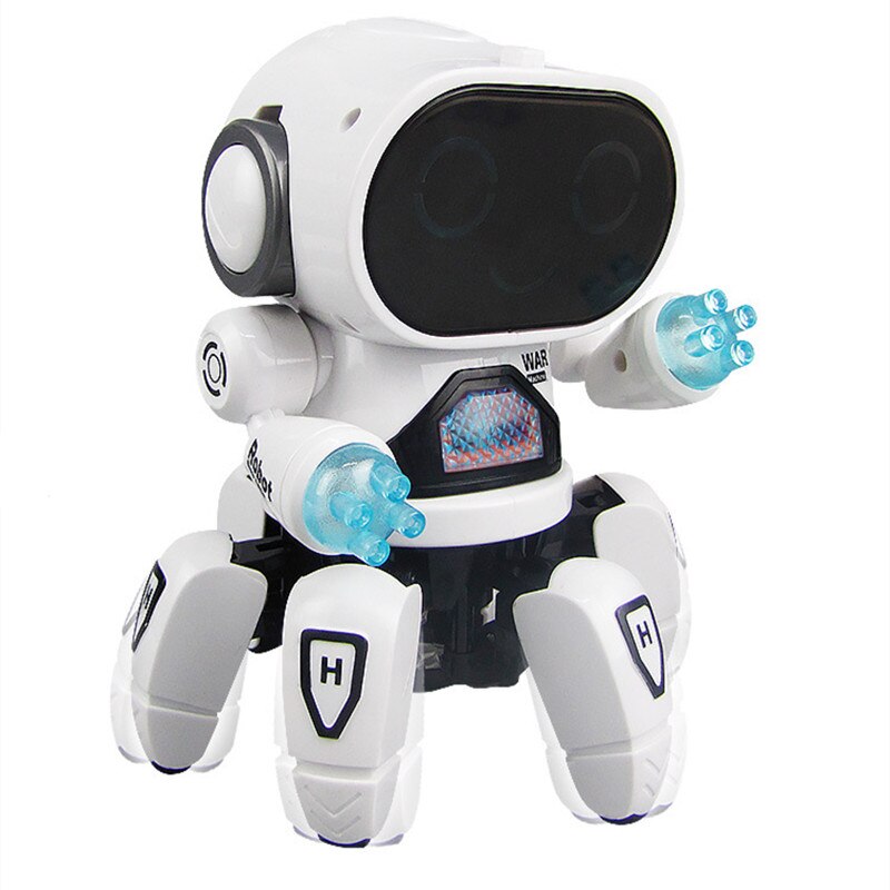 Legetøj til børn elektrisk farverigt lys dansemusik blæksprutte robot pædagogisk legetøj til drenge piger: Hvid