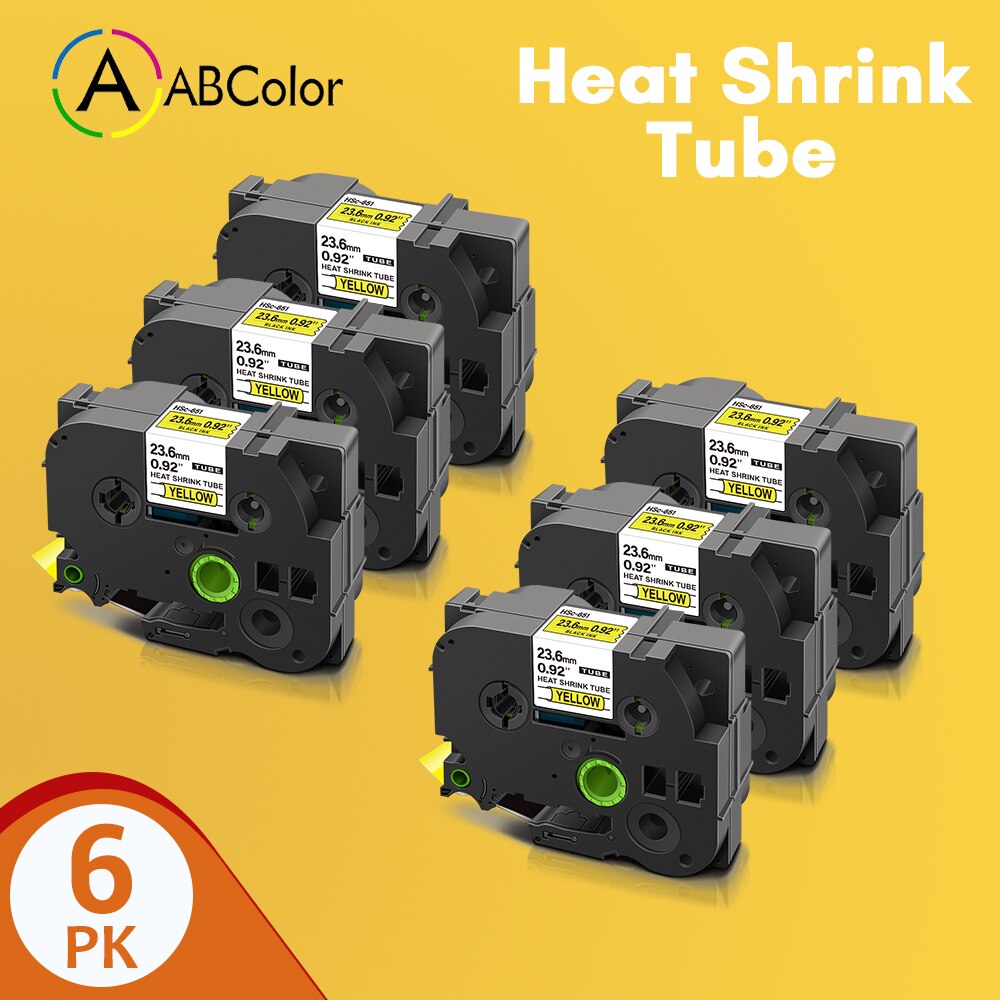 Il nero su bianco giallo per il creatore dell'etichetta di p-touch del fratello HSe-251 il nastro dell'etichetta della metropolitana termorestringente di 24mm per il HSe-651 del fratello: 6PK Black on Yellow