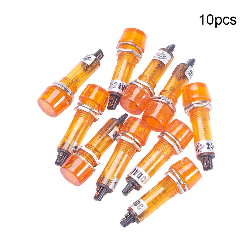 8-15Pcs XD10-3 LED Plastic Indicator Waterproof Signal Power 24V Red/Yellow/Green Lights Round Head Button Indicator: Yellow x10PCS