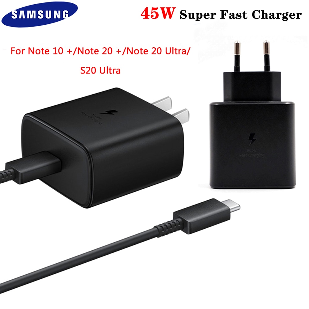 Samsung Note 20 + cargador 45W USB-C, EP-TA845 de carga rápida superadaptable para Galaxy Note 10 +/20 Ultra/S20/S20 Ultra/S 20 +