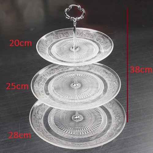 2 or 3 Layer Glass Cake Stand Modern Candy Snack Fruit Plate Afternoon Tea Dessert Display Rack Shelf Home Decor mx11161730: Silver-B