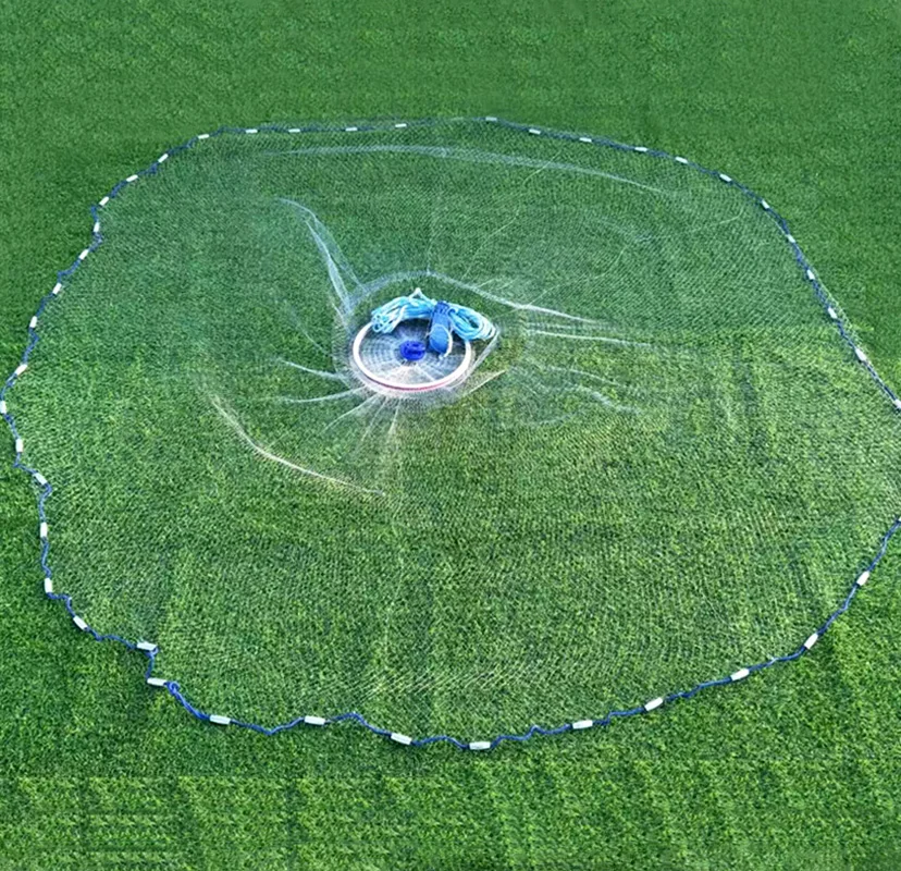 Lawaia Nylon Fishing Net Transparent Fishing Line Casting Network with Steel Pendant Aluminum Ring Carp Fishing Equipment