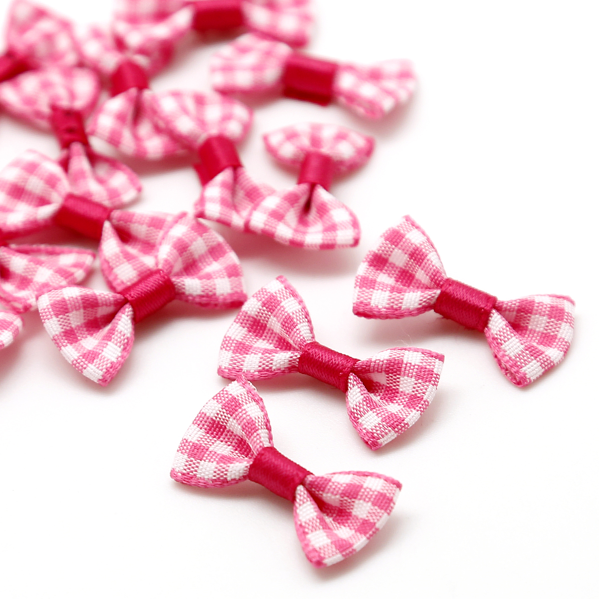 3X1.5cm mini kolorowe pled łuk satynowa wstążka kokardka dla DIY dziewczyna spinki i odzieży zdobienie rzemiosło akcesoria: Fuchsia