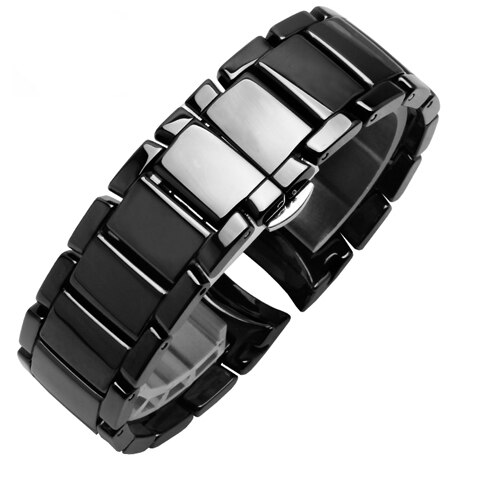 Peer Keramische Horloge Ketting 22 Mm 24 Mm Zwarte Keramische Band Glossy En Matten Armband Voor AR1451 1452: glossy / 24mm