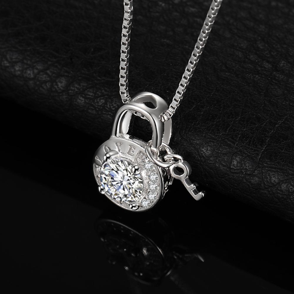 Jewelrypalace Lock Toets Liefde 925 Sterling Zilveren Hanger Ketting Voor Vrouwen Zirconia Gesimuleerde Diamond Hanger Geen Ketting