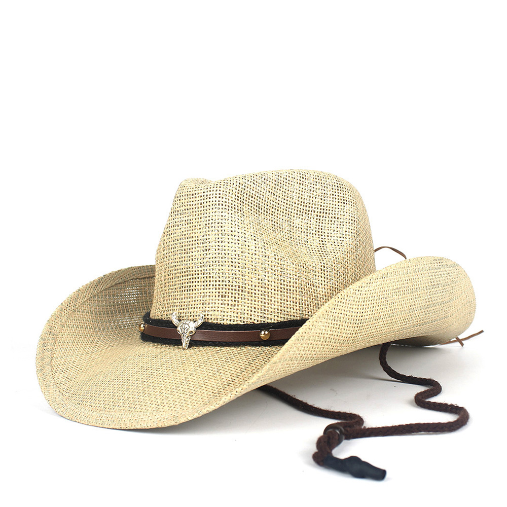 Western Cowboy Hat100% Straw Men Women Cowgirl Summer Hats For Lady Sun Hat Sombrero Hombre Beach Cowgirl Jazz: C11