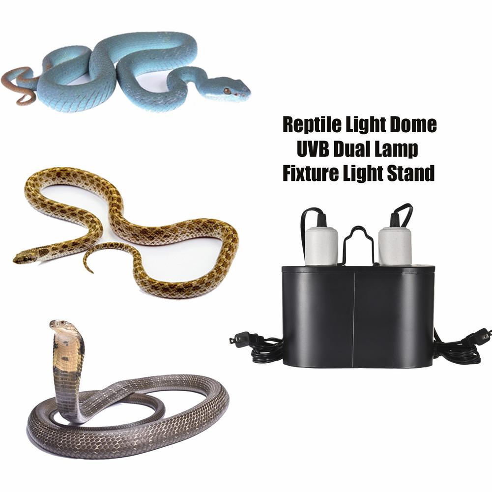 Reptil värme lampa stativ kit dubbla lampkonsol tropisk kupol uvb med 2 oberoende brytare stöd för 2 glödlampor