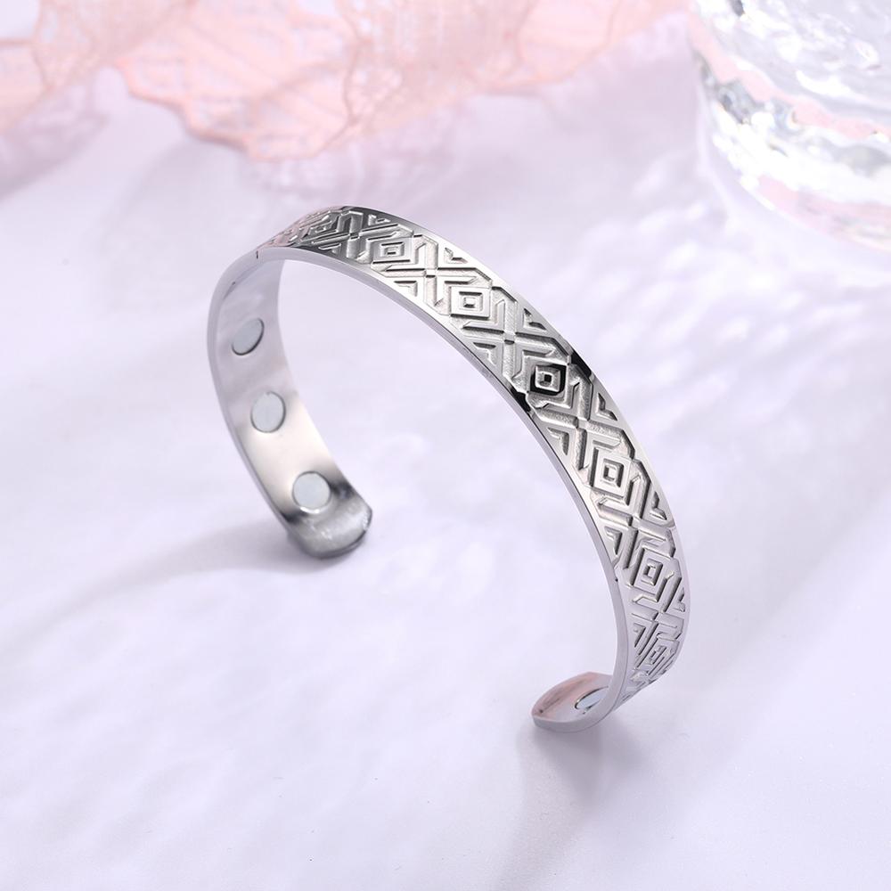 Skyrim-brazaletes nórdicos de runas para hombre y mujer, brazaletes vikingos de acero inoxidable, simples, ajustables, dorados, negros, magnéticos para la salud