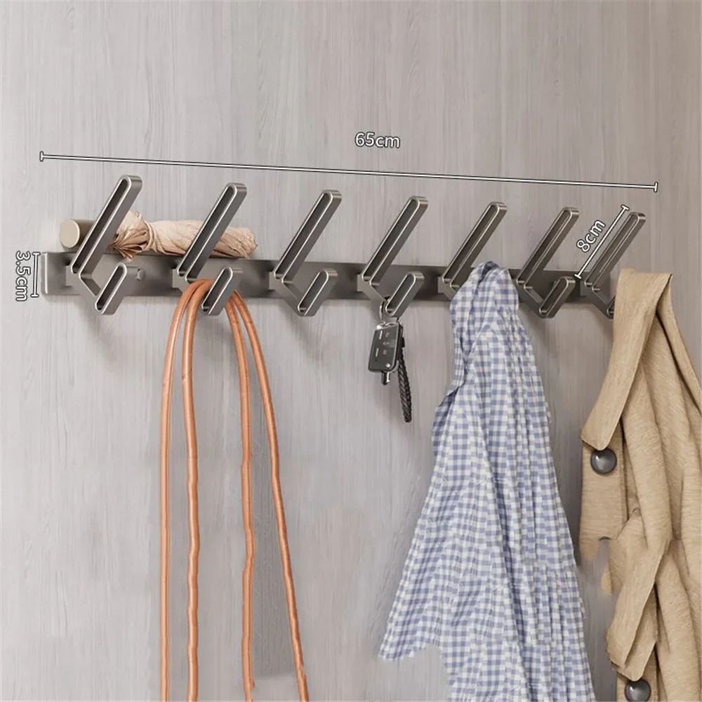 Perchero de aluminio con 7/8 ganchos, perchero largo montado en la pared para ropa, colgador para sombrero, organizador de llaves, ganchos para dormitorio, sala de estar y baño: Blanco