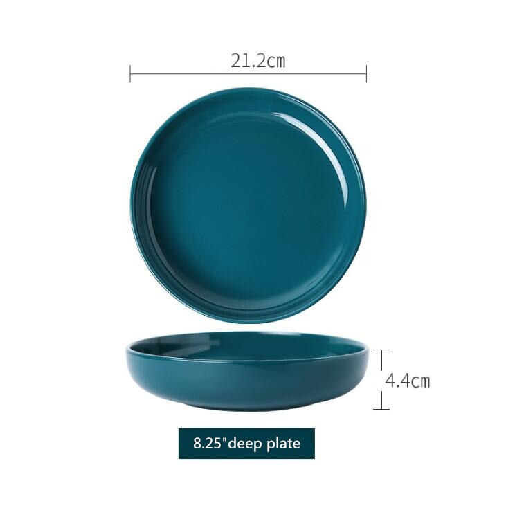 2 Colors Porcelain Dinner Plate Set Ceramic Tableware Food Dishes Rice Salad Noodles Bowl Soup Family Hotel Kitchen Cook Tool: 8.25green deep plate