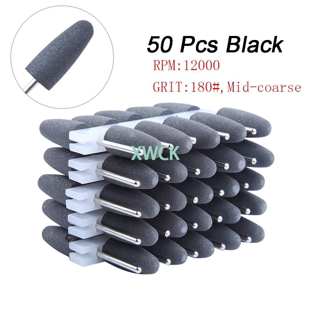 50pcs 2.35mm Dental silicone Polishers Resin Base Acrylic Polishing Burs dental polishing Equipment: 50pcs Black
