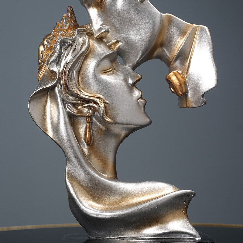 Nordic Couple kiss Statue Modern Abstract Resin Ornaments Sculpture Home Office Decoration Lucky Fortune Home