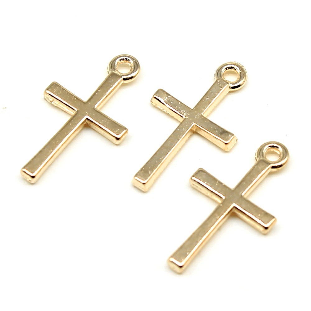 40pcs 2 Farben 10x18mm KC Gold Farbe Rhodium Farbe Kreuz Charm Anhänger DIY Schmuck Erkenntnisse Kreuz anhänger Charms Zubehör: KC Gold