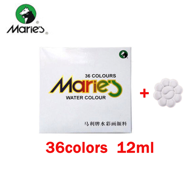 Maries akvarellmaling sett 12/18/24/36 farger 5ml/12ml rør gjennomsiktig finsikker giftfri vannmaling pigmenter til låve: 12ml-1343-36 farger