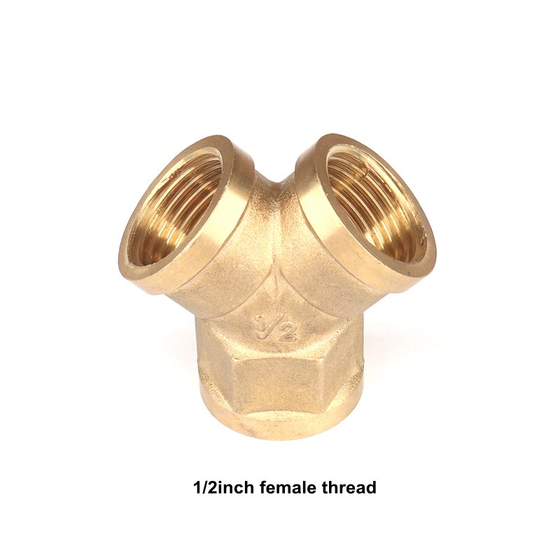 1pc 1/2Inch Female Thread Brass Tee Connectors Three-Dimensional Plumbing Fittings Brass 3-Way Adapters: B