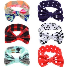 1 PC Floral Headband Children Girls Bow Knot Headband Elastic Hairband Soft Turban Headwrap Hair Accessories Six-color hair band