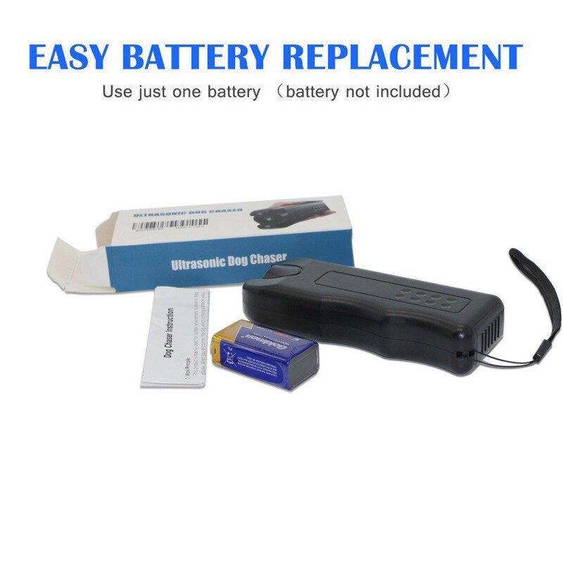 Handheld Dog Repellent and Trainer Ultrasonic Dog Deterrent Barking Stopper Dog Trainer Device LED Flashlight