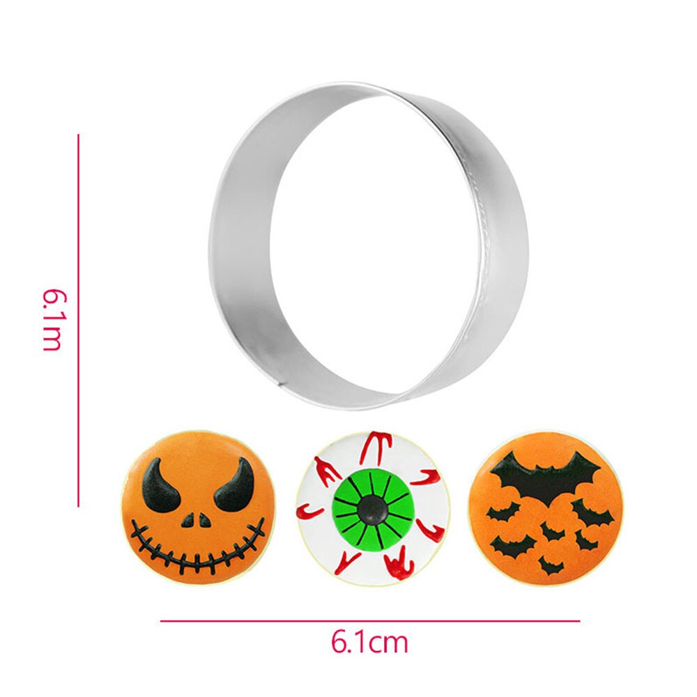 3D Cartoon Vorm Cookie Biscuit Diy Mold Rvs Cake Fondant Mold Keuken Bakvorm Cutter Tool Voor Halloween Decor: round