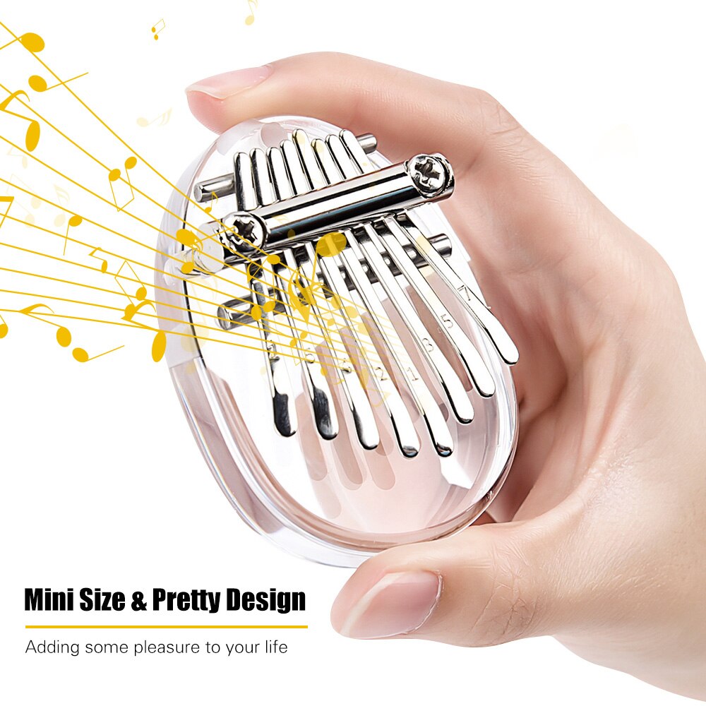 Mini Kalimba 8 Keys Kalimba Transparent Piano Crystal Acrylic Thumb Piano for Kids Adults Beginners Profesisonals Heart-shaped