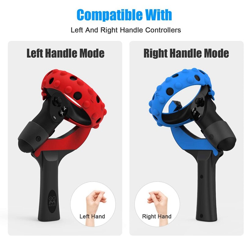 AMVR OOM Table Tennis Paddle Grip Handle Left & Right Silicone Protective Cover Rings for Quest Rift S Tennis VR Game