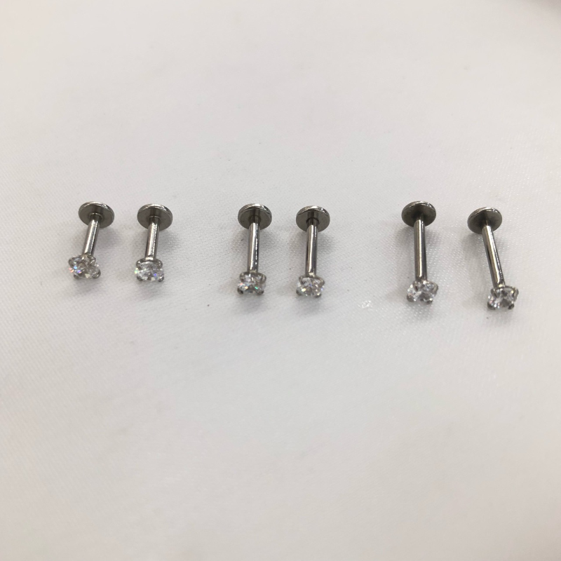 10 Stks/partij Chirurgisch Staal Cz Zirconia Labret Bar Stud Lip Earring Helix Kraakbeen Tragus Body Piercing Sieraden