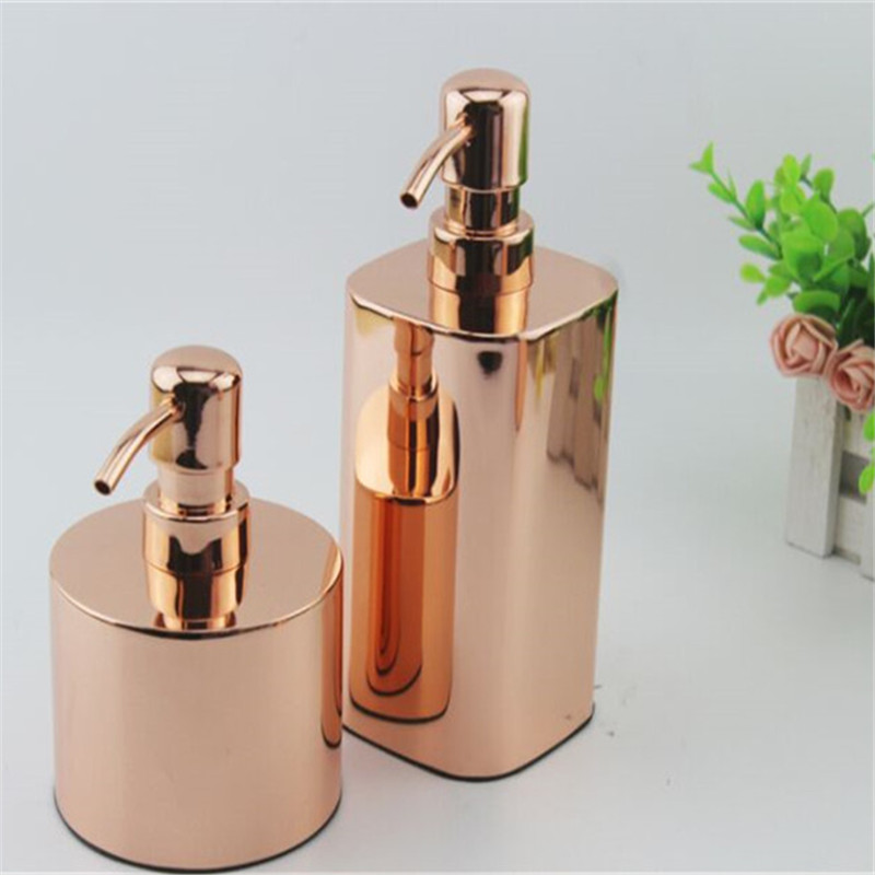 Liquid Soap Dispenser Soap Container 304 Stainless Steel Bathroom Shampoo Bath lotion Holder Press Type Rose Gold