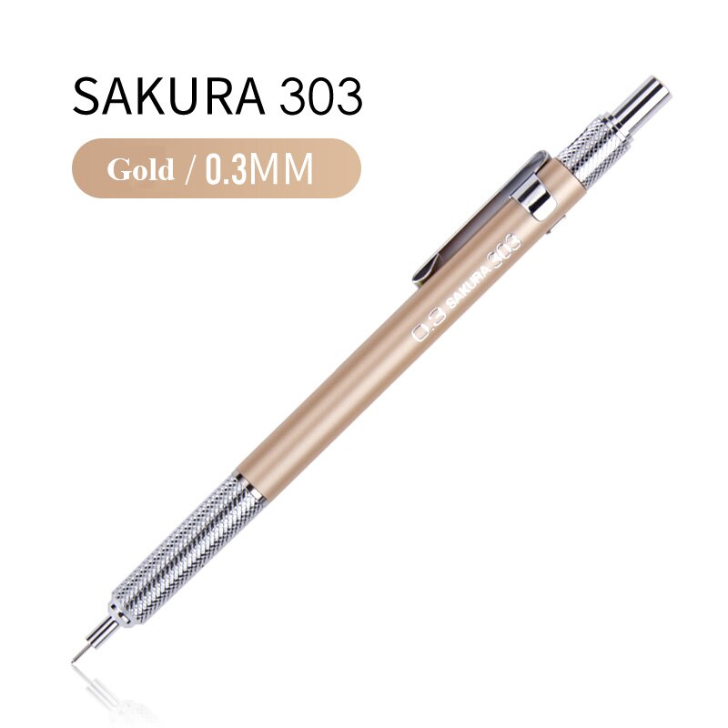 SAKURA metal muszla pisanie automatyczny ołówek automatyczny 0.3/0.5mm grafit opracowanie artykuły biurowe Sztuka materiały piśmienne XS-303/305: 0.3mm złoty