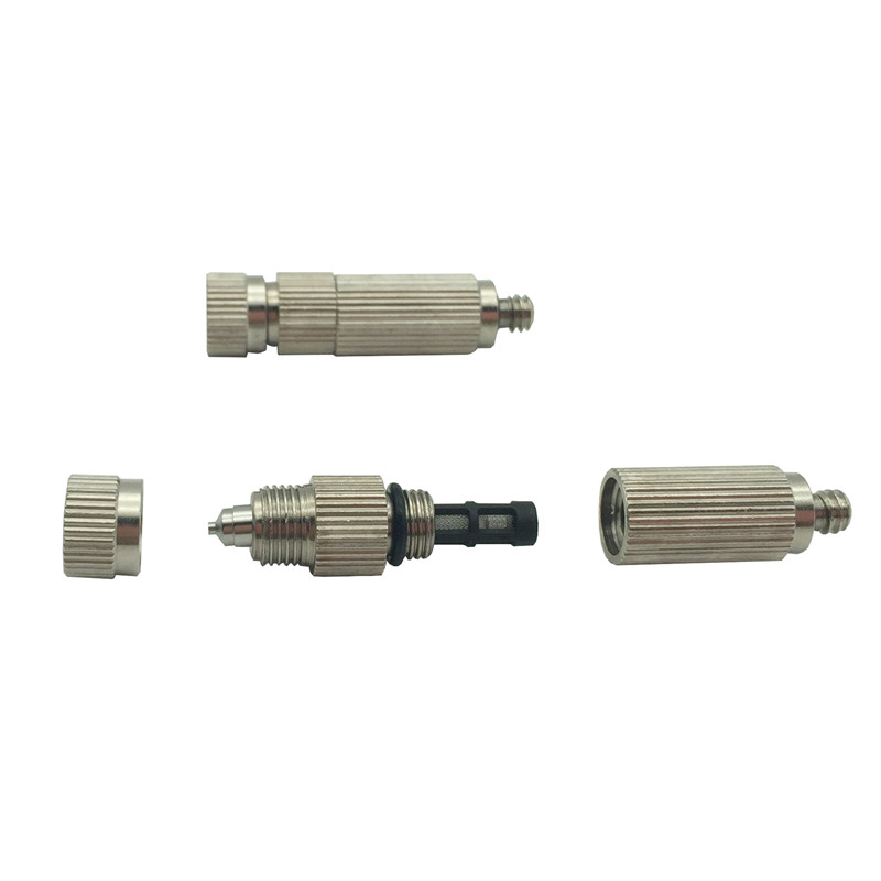 10 Stück Hochdruck-Nebeldüsen + 10 Stück Düsenhalter, 3/8 Zoll Sprühdüsen-Set, Nebel-Mister für Hinterhof, Wassernebel, Kühlung, Beschlagen