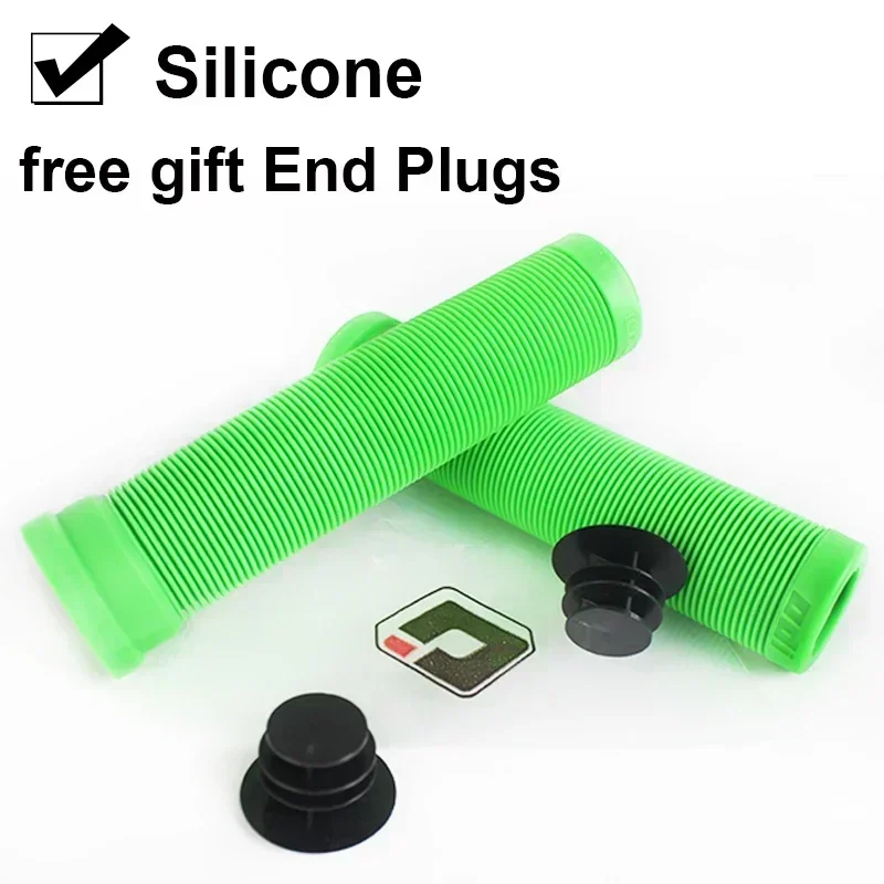 ODI Bicycle Handlebar Grips Antislip Silicone Cycling Cuffs Mountain Bike Bar End Plugs Grip Cap BMX Mtb Folding Bike Parts: green