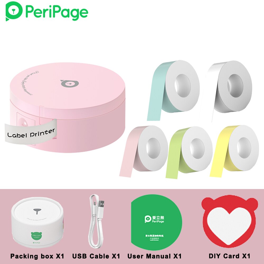PeriPage L1 Printer Mini Pocket Label Maker Sticker Inkless Portable Thermal Label Printer Bluetooth-compatible: P-5 Rolls Paper
